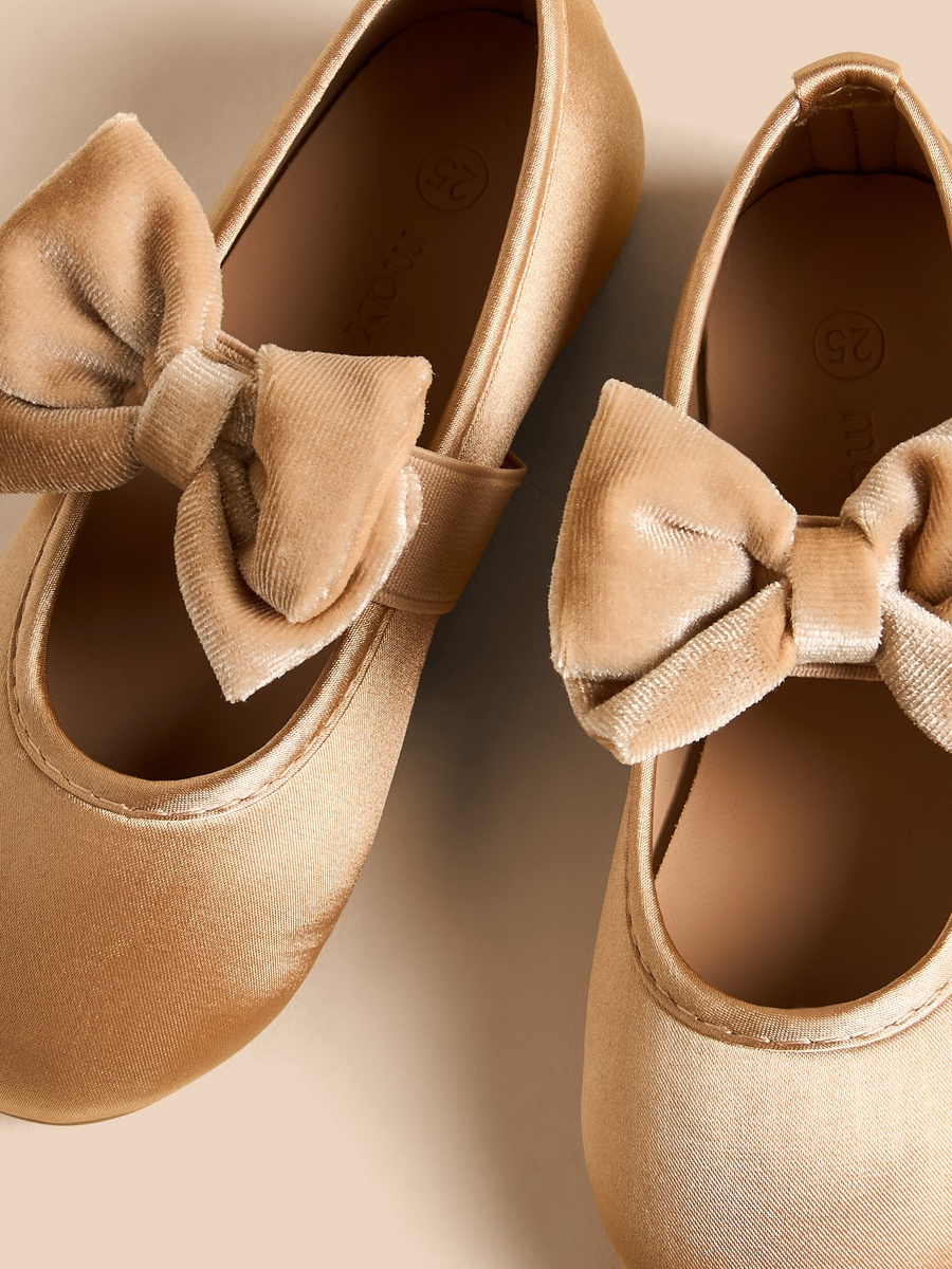 Bow Accent Ballerina Shoes with Elasticated Strap