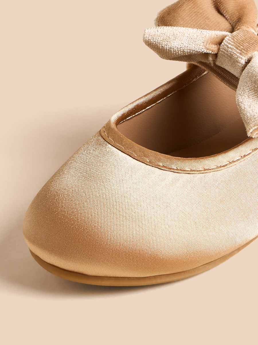 Bow Accent Ballerina Shoes with Elasticated Strap