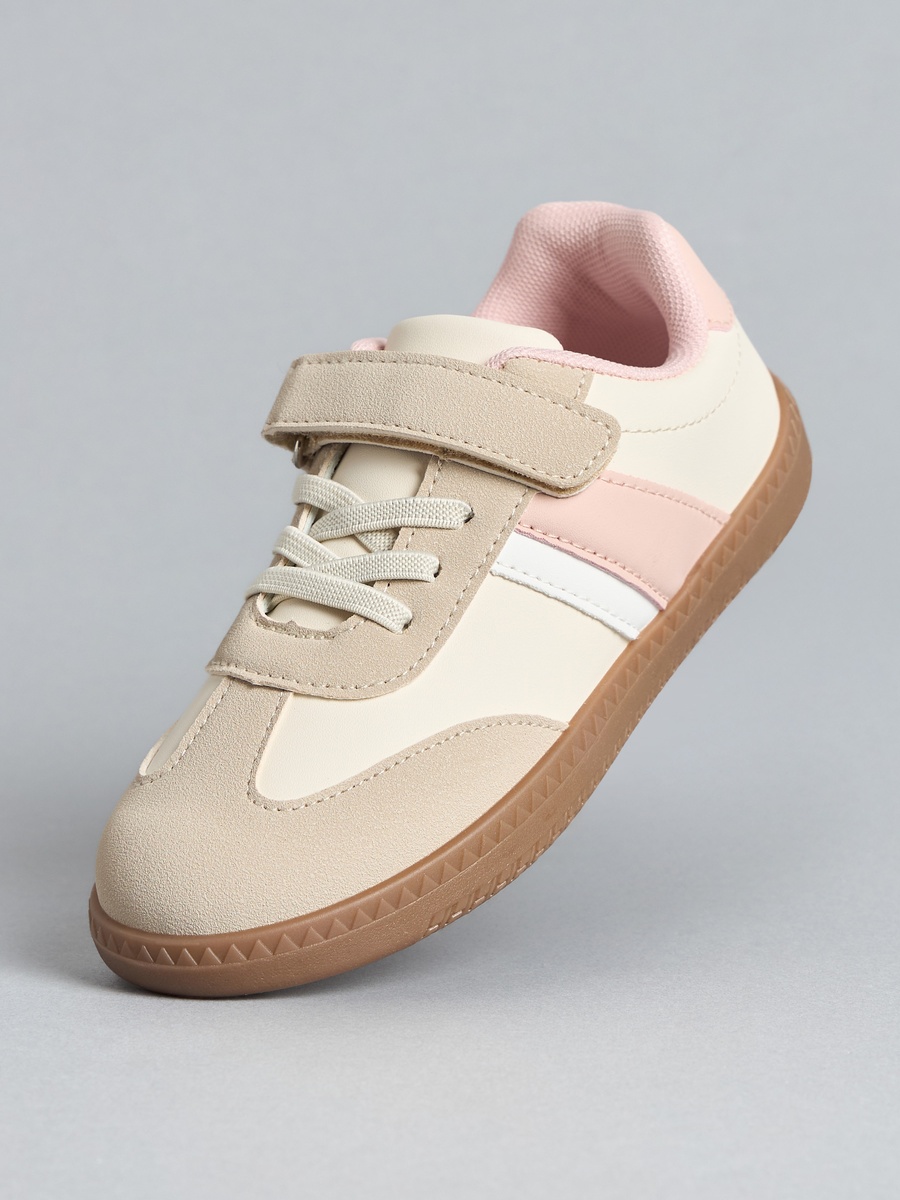 Panelled Shoes with Hook and Loop Closure