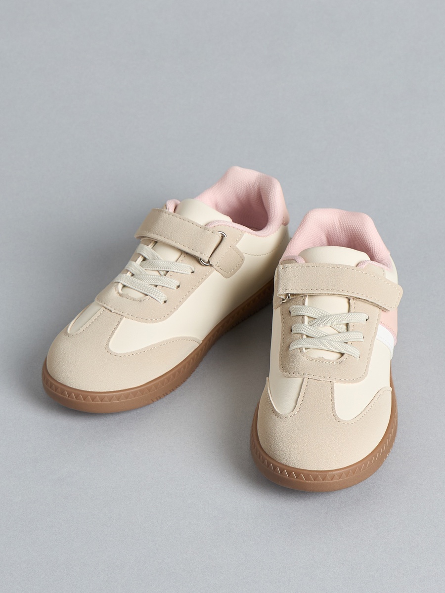 Panelled Shoes with Hook and Loop Closure