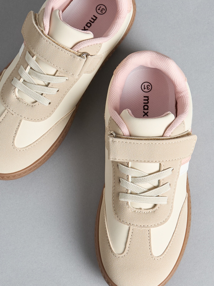 Panelled Shoes with Hook and Loop Closure