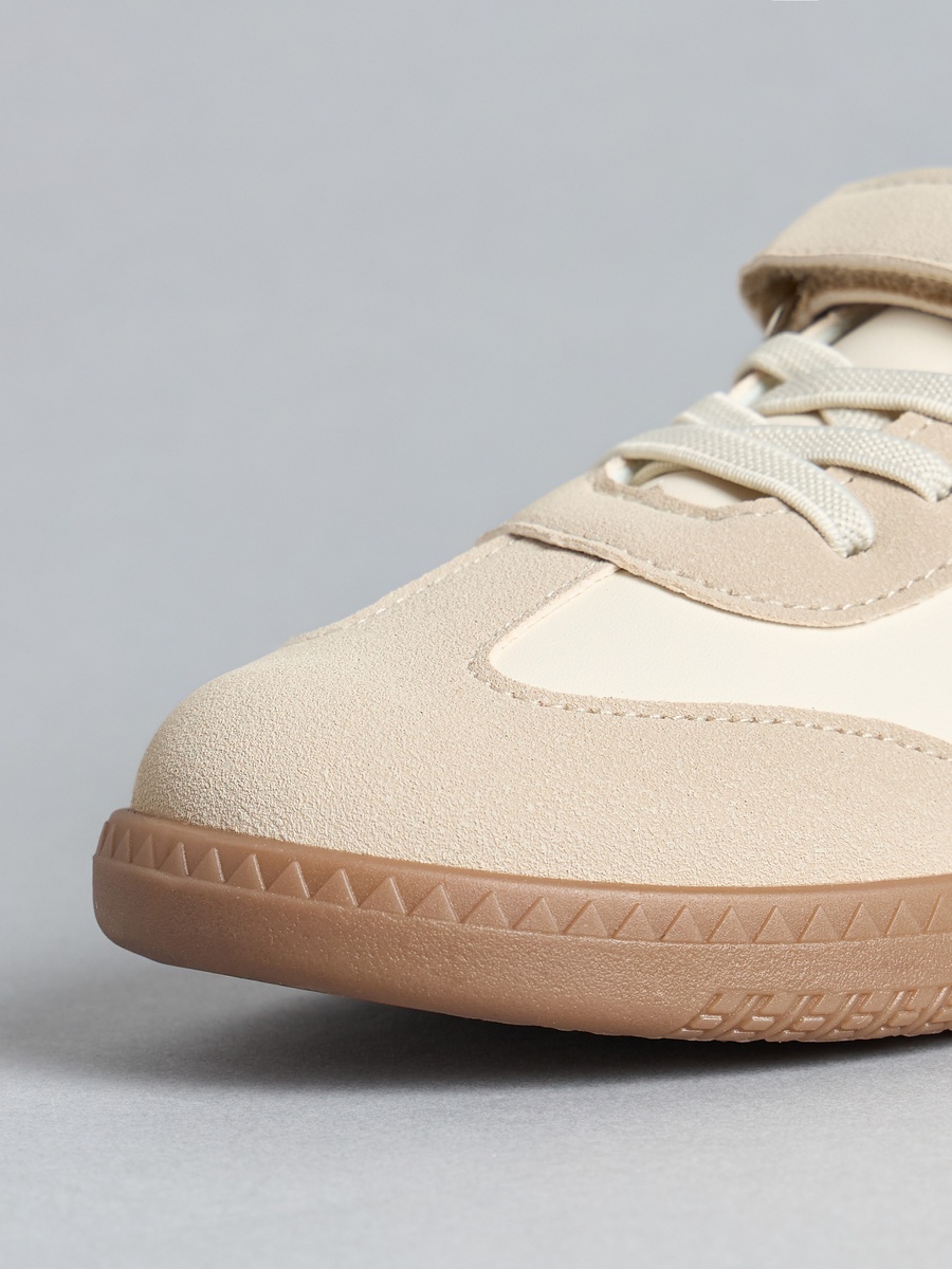 Panelled Shoes with Hook and Loop Closure