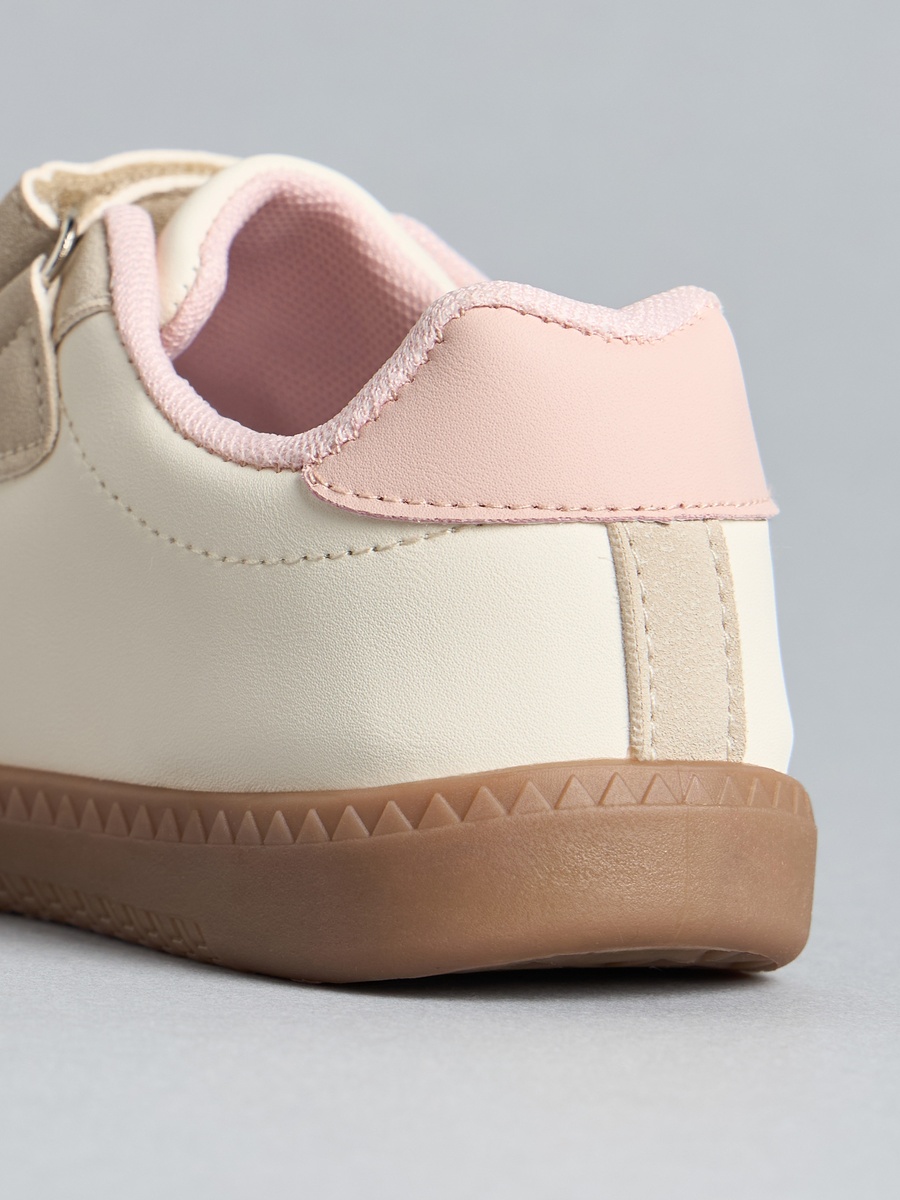 Panelled Shoes with Hook and Loop Closure