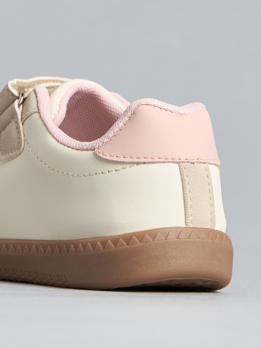 Panelled Shoes with Hook and Loop Closure