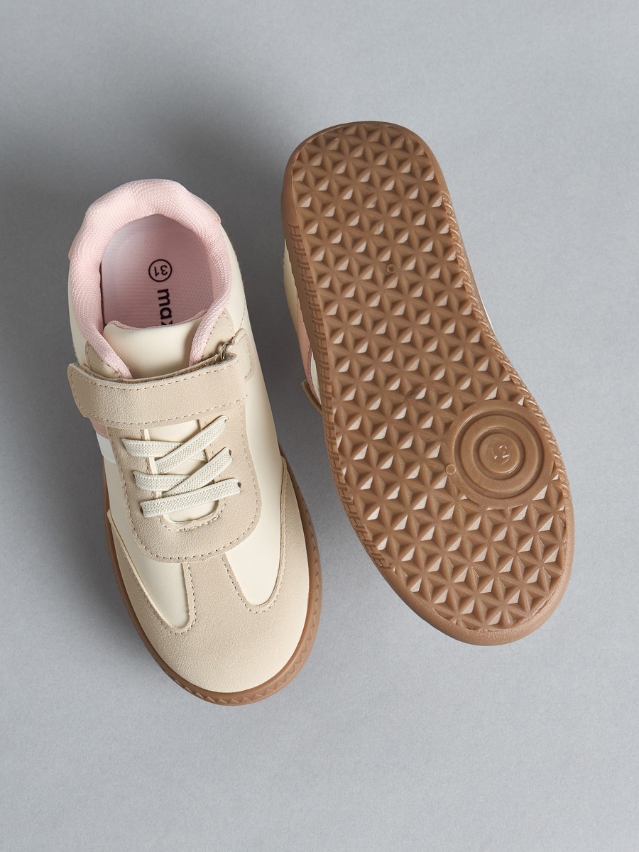 Panelled Shoes with Hook and Loop Closure