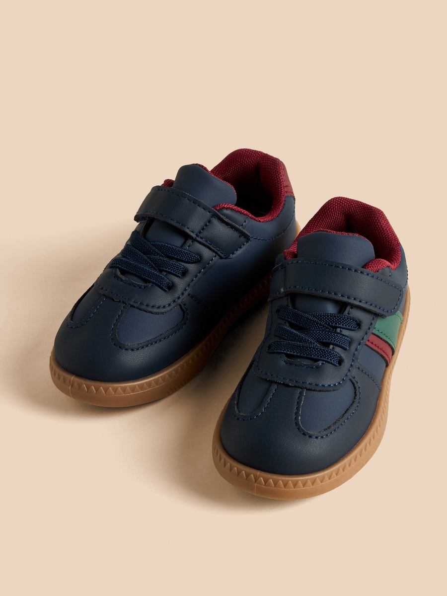 Panelled Sneakers with Hook and Loop Closure