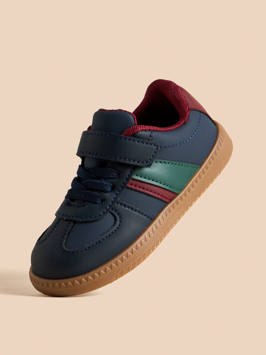 Panelled Sneakers with Hook and Loop Closure