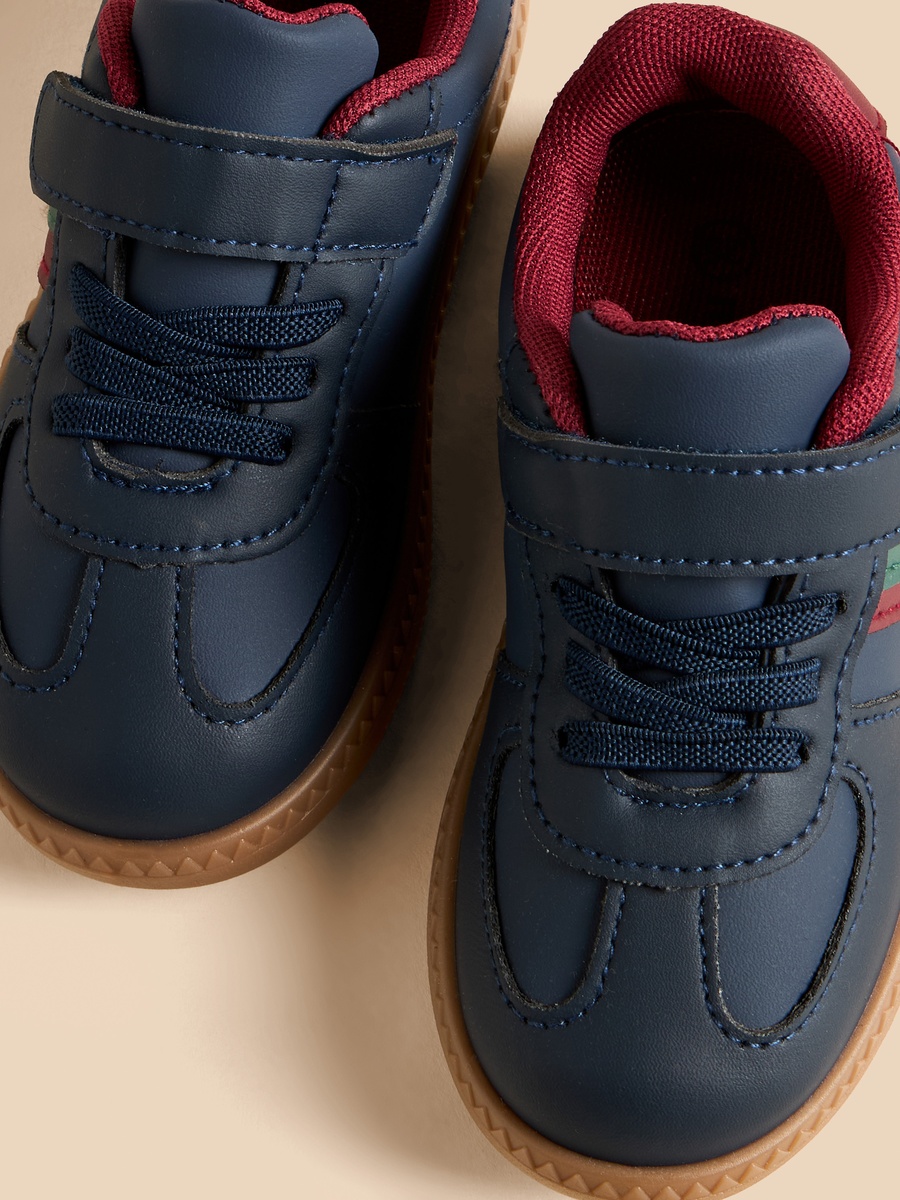 Panelled Sneakers with Hook and Loop Closure