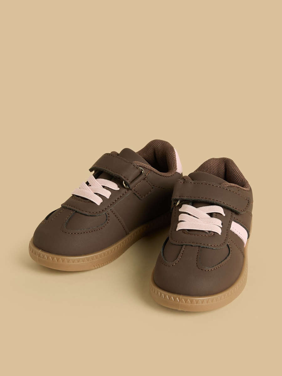 Panelled Shoes with Hook and Loop Closure
