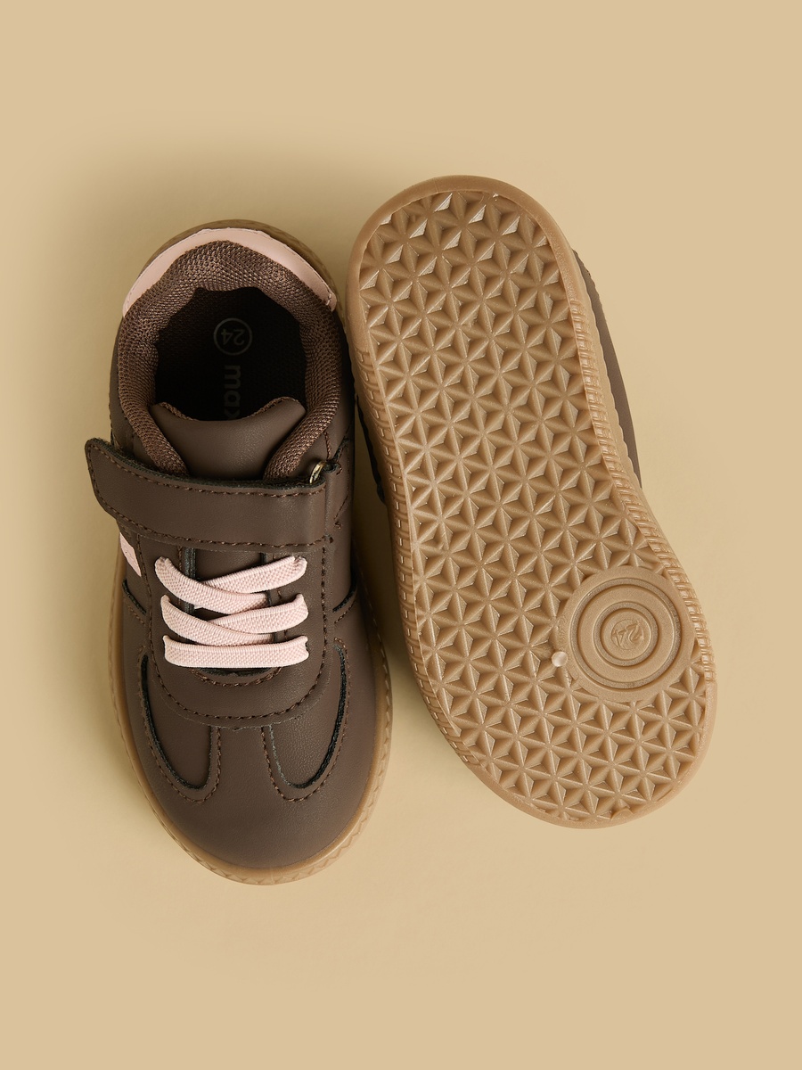 Panelled Shoes with Hook and Loop Closure