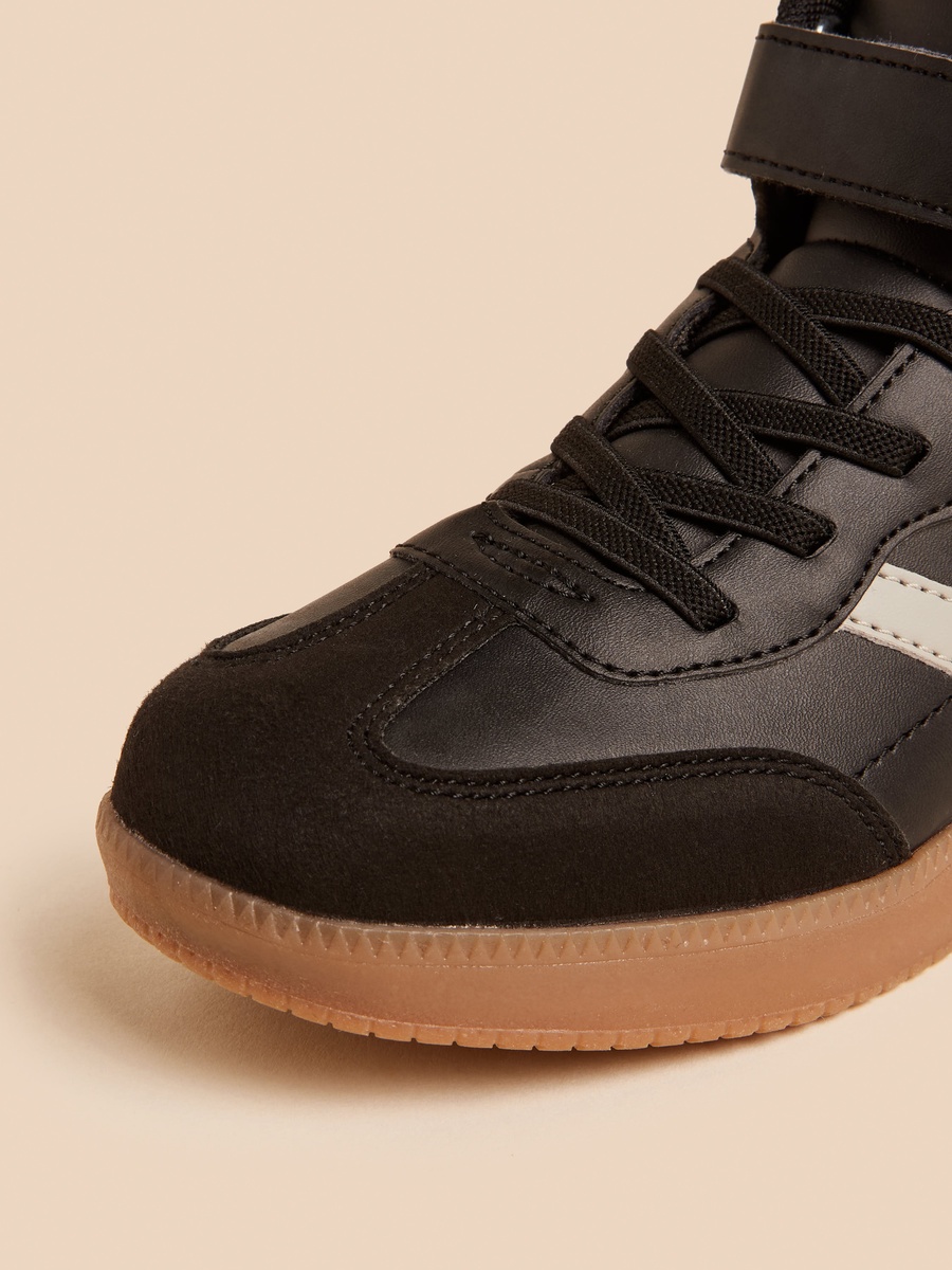 Panelled High Top Sneakers with Hook and Loop Closure