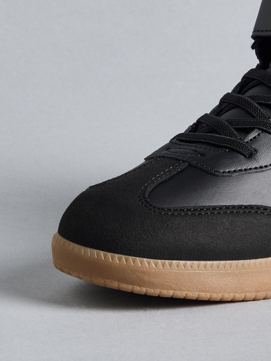 Panelled High Top Sneakers with Hook and Loop Closure