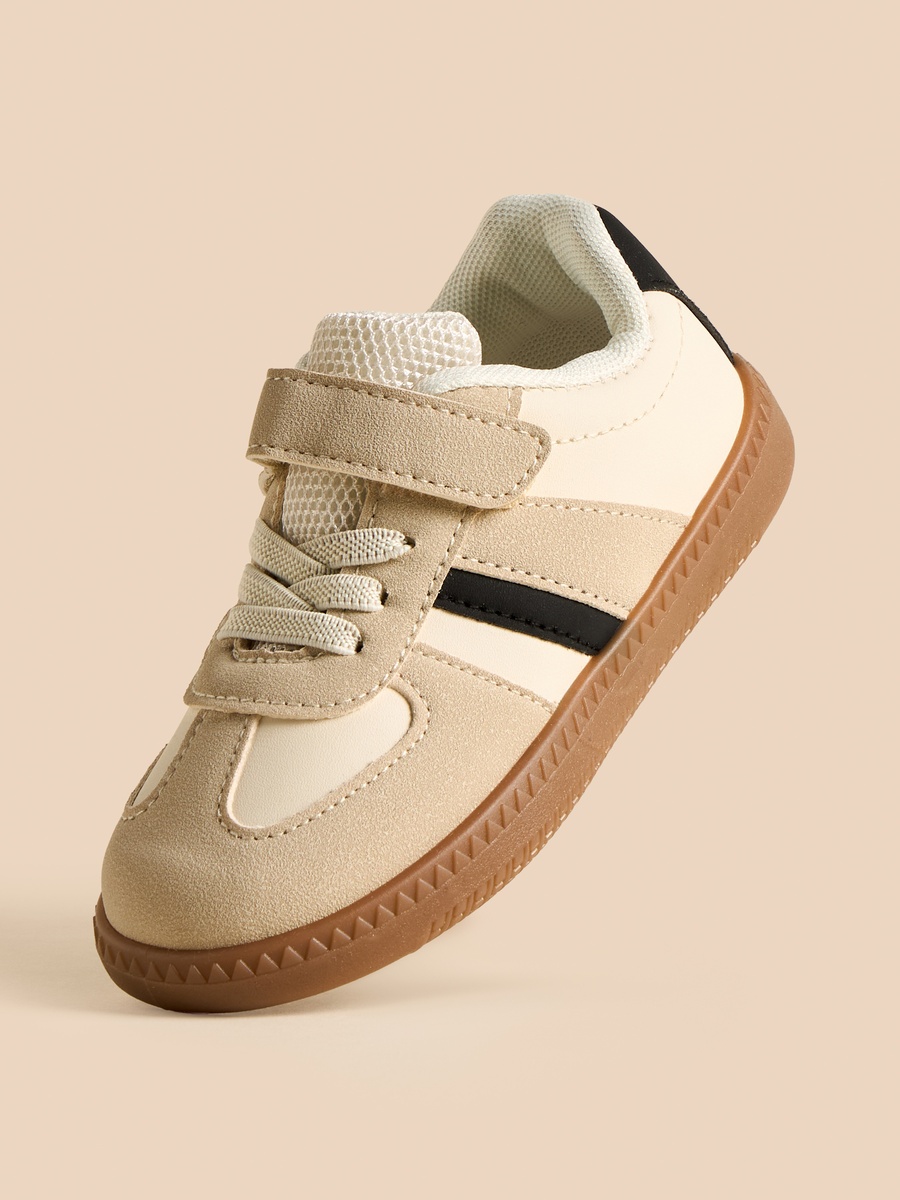 Panelled Plim Shoes with Hook and Loop Closure
