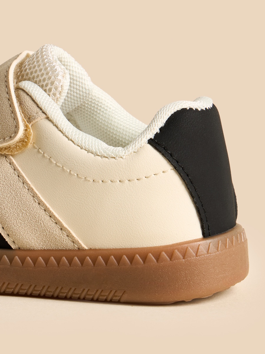 Panelled Plim Shoes with Hook and Loop Closure