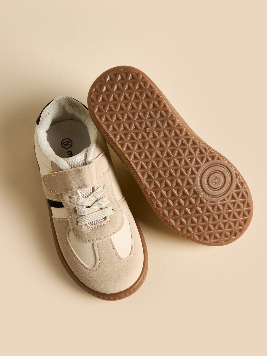 Panelled Plim Shoes with Hook and Loop Closure
