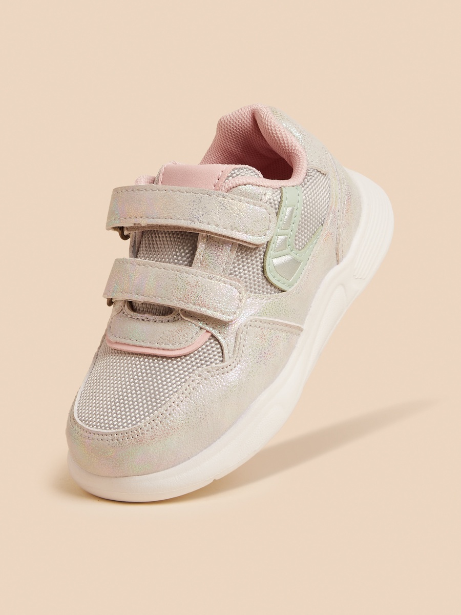 Panelled Sneakers with Hook and Loop Closure