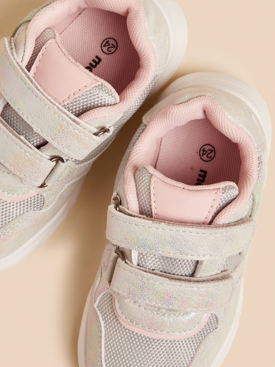 Panelled Sneakers with Hook and Loop Closure