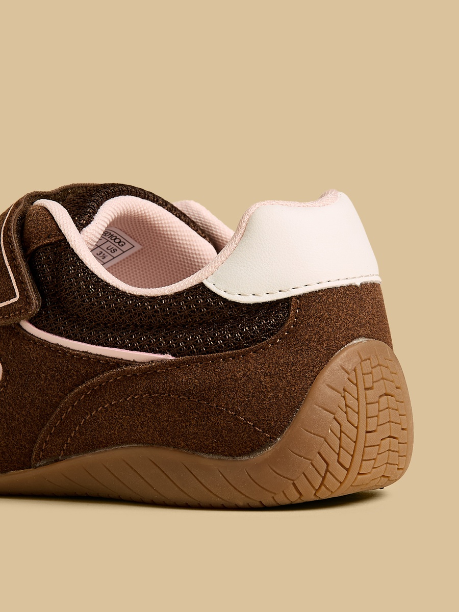 Girls Plain Sneakers with Hook and Loop Closure