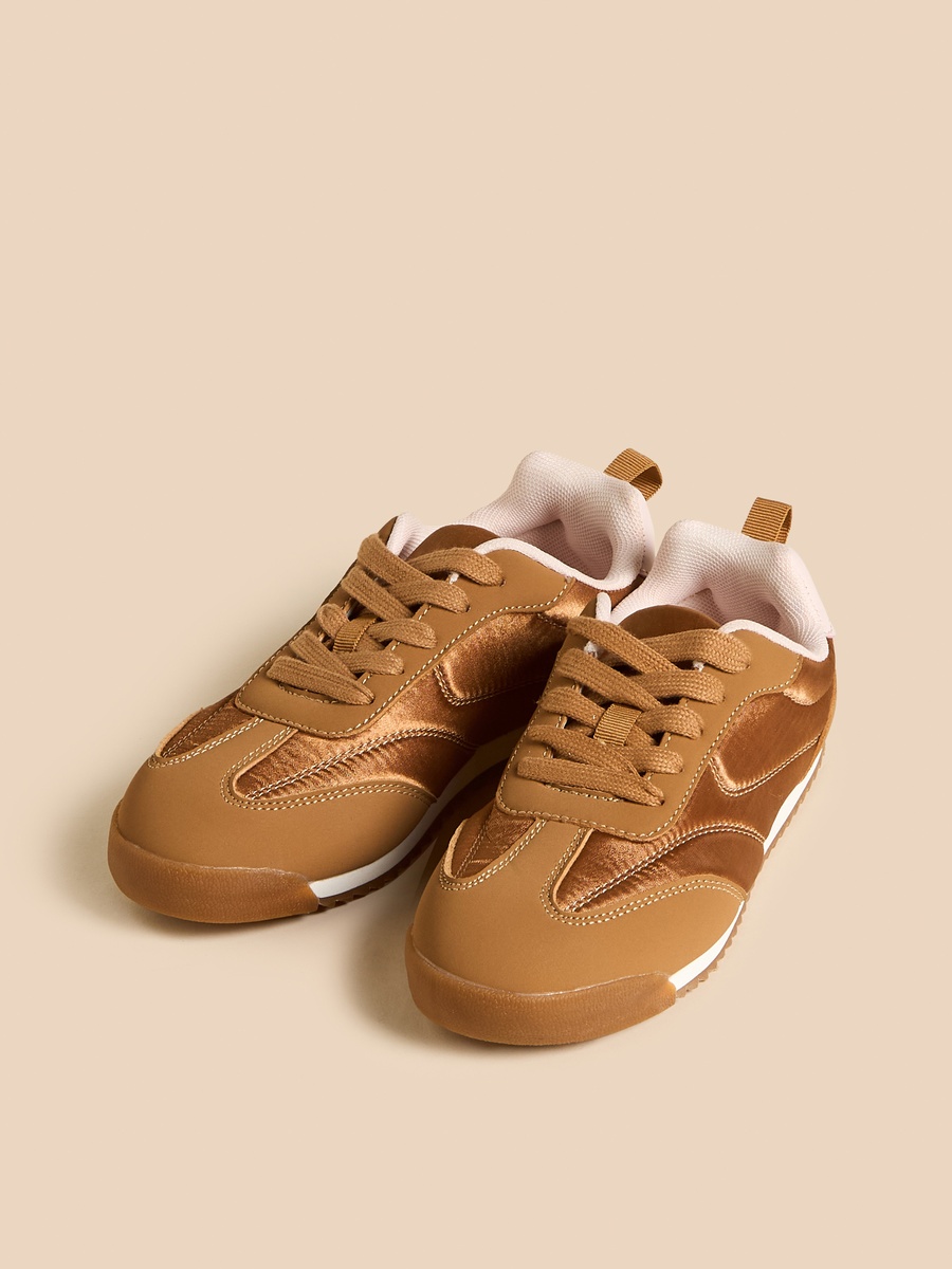 Panelled Lace-Up Sneakers with Pull Tabs
