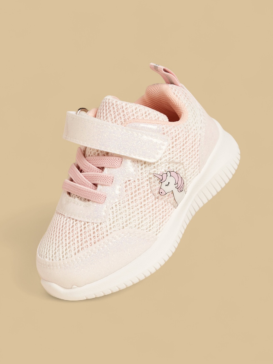 Unicorn Print Sneakers with Hook and Loop Closure