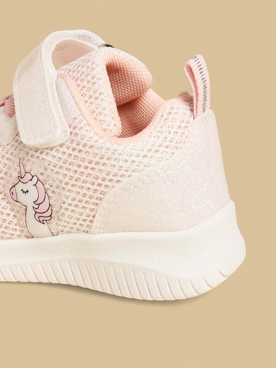 Unicorn Print Sneakers with Hook and Loop Closure