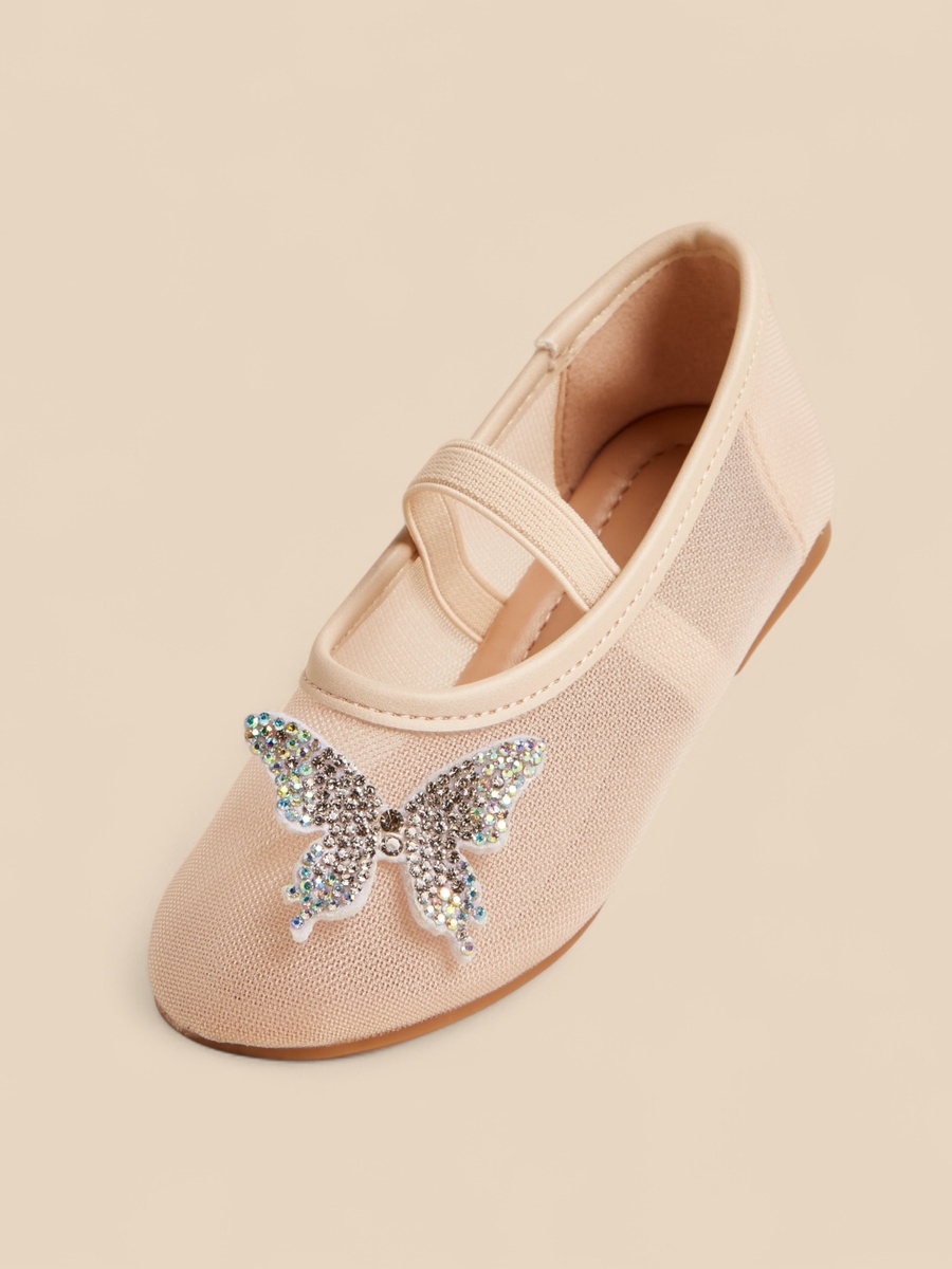 Embellished Butterfly Ballerina Shoes with Elasticated Strap