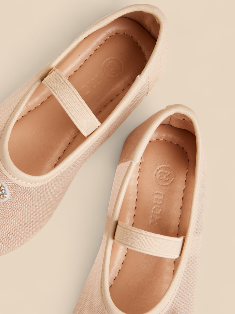 Embellished Butterfly Ballerina Shoes with Elasticated Strap