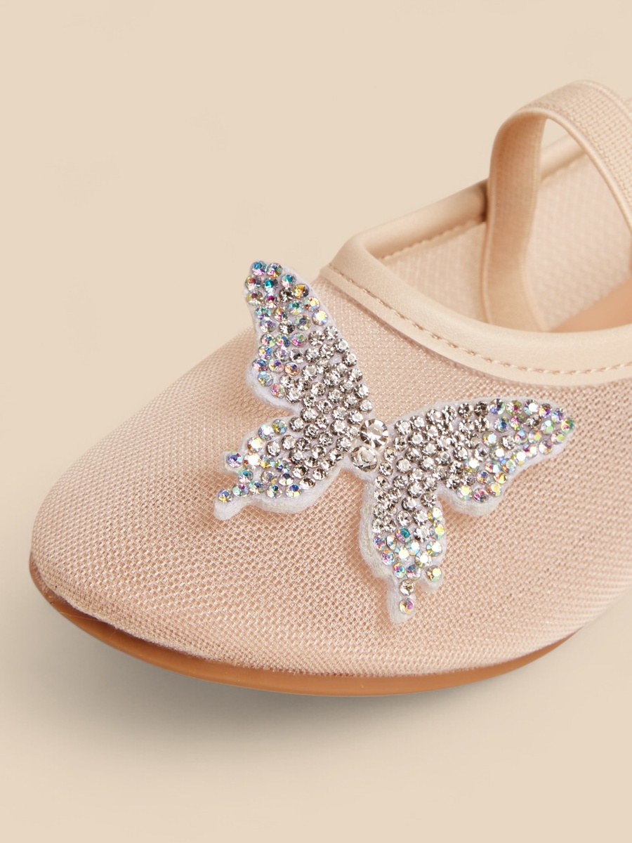 Embellished Butterfly Ballerina Shoes with Elasticated Strap