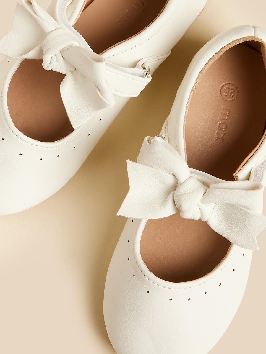Bow Accent Ballerina Shoes with Hook and Loop Closure