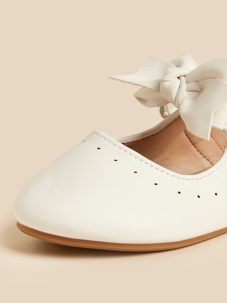 Bow Accent Ballerina Shoes with Hook and Loop Closure