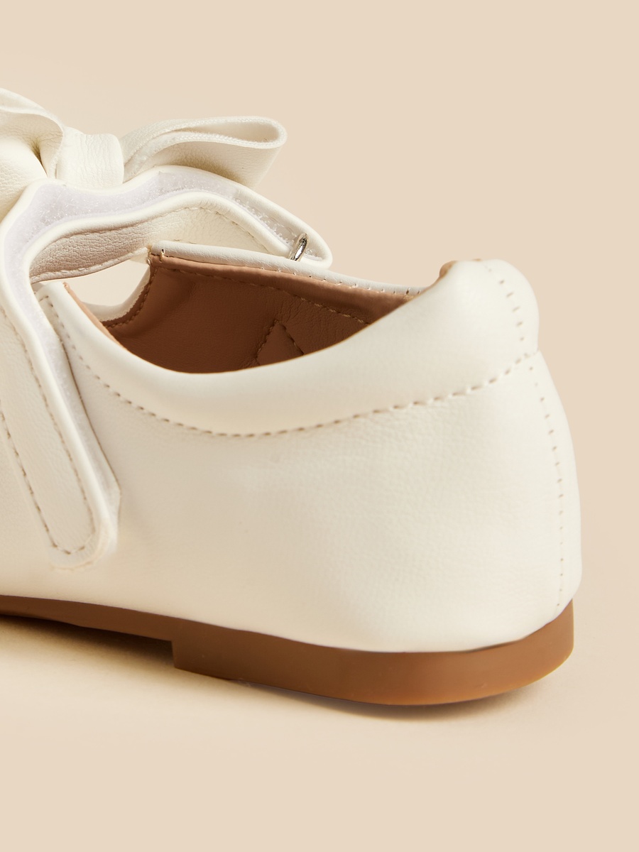 Bow Accent Ballerina Shoes with Hook and Loop Closure