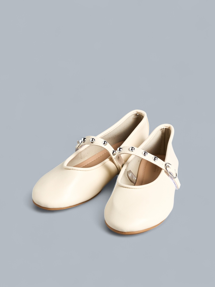 Studded Ballerina Shoes with Hook and Loop Closure
