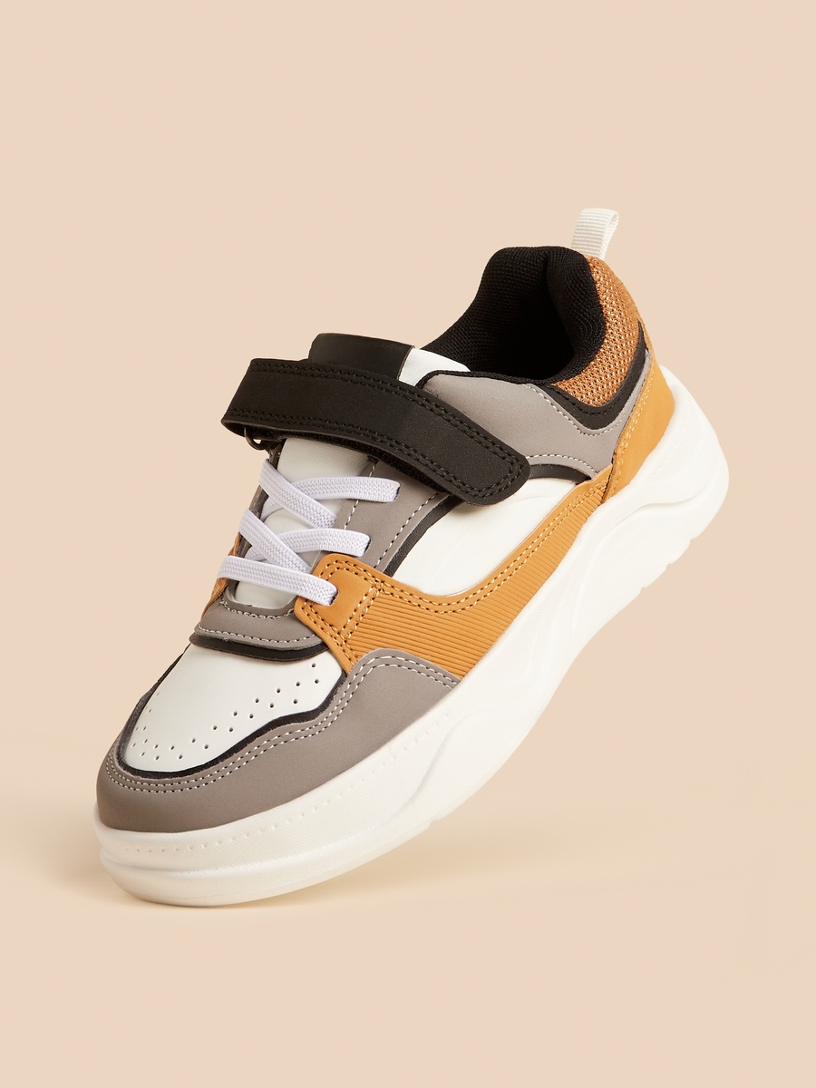 Panelled Sneakers with Hook and Loop Closure