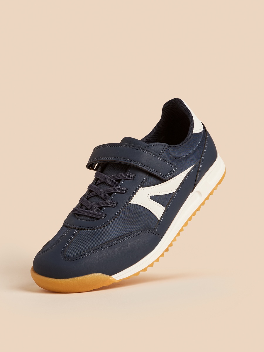 Panelled Sneakers with Hook and Loop Closure