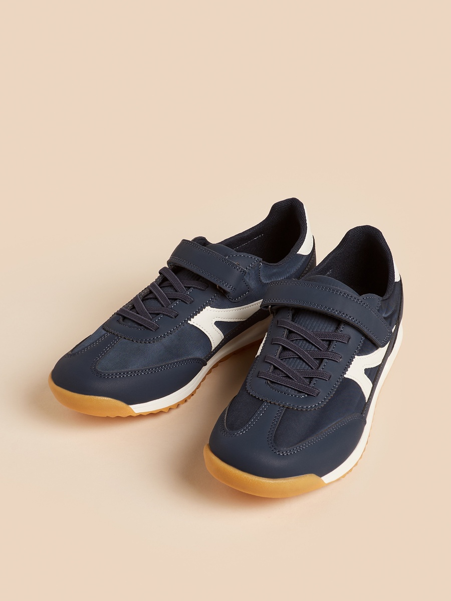 Panelled Sneakers with Hook and Loop Closure