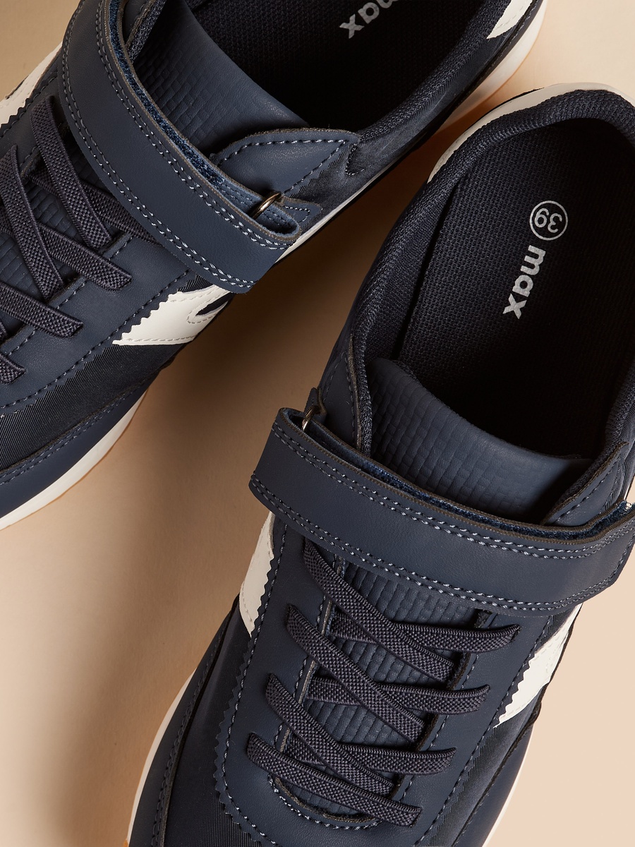 Panelled Sneakers with Hook and Loop Closure