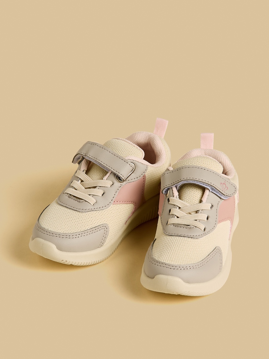 Color Block Sneakers with Hook and Loop Closure