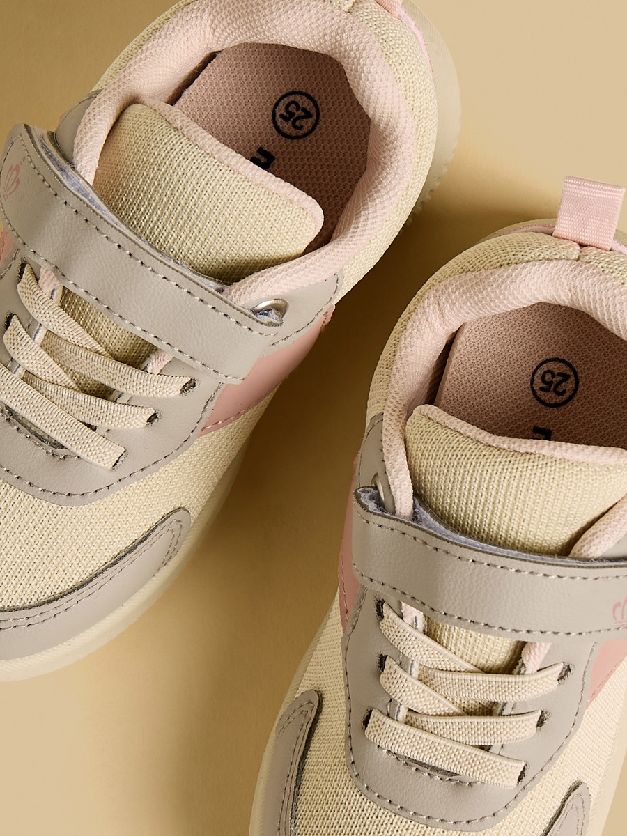 Color Block Sneakers with Hook and Loop Closure