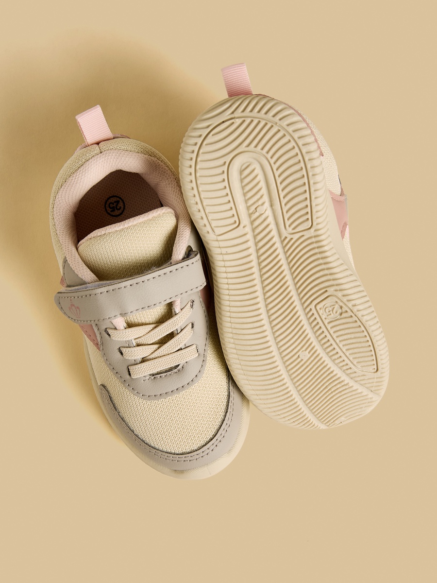 Color Block Sneakers with Hook and Loop Closure