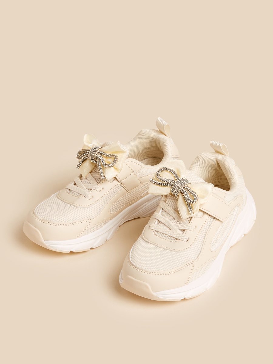 Bow Embellished Sneakers with Hook and Loop Closure