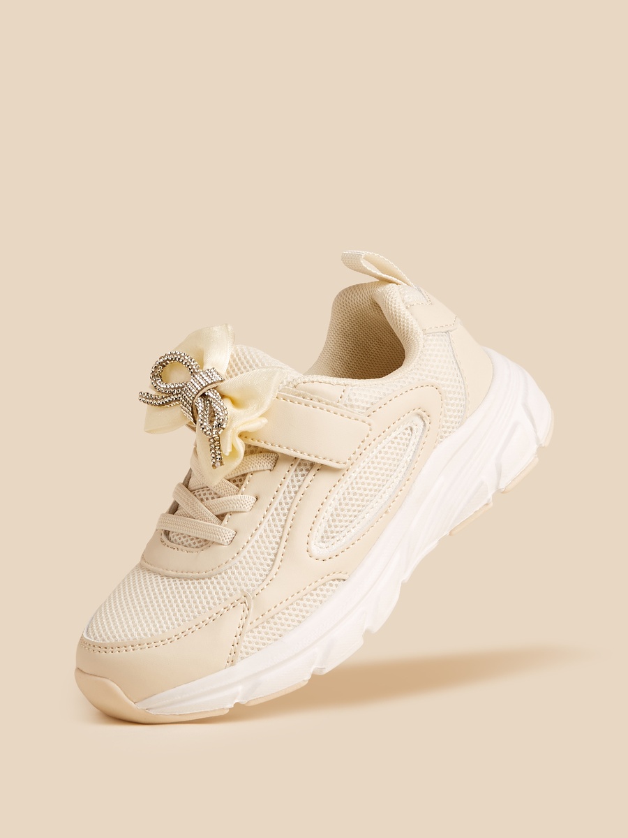 Bow Embellished Sneakers with Hook and Loop Closure