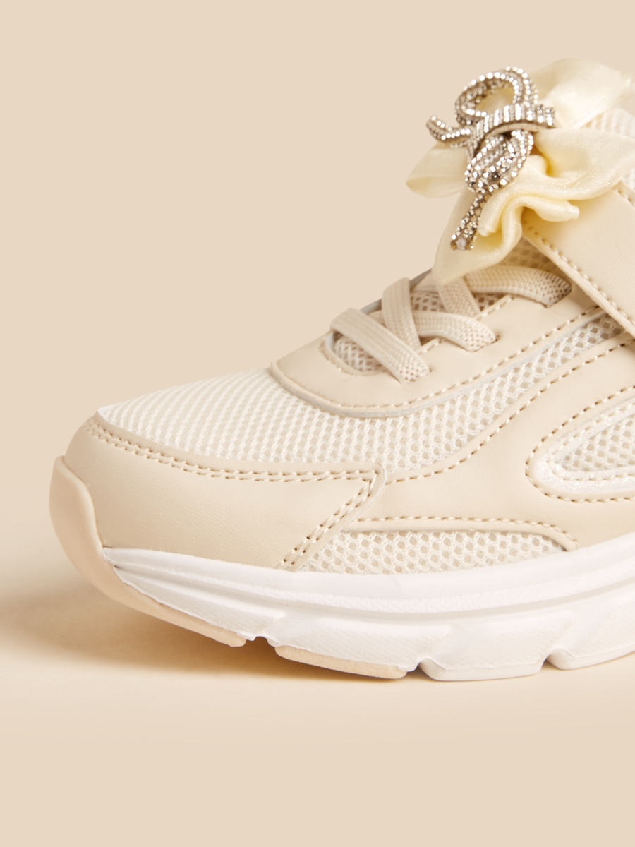 Bow Embellished Sneakers with Hook and Loop Closure