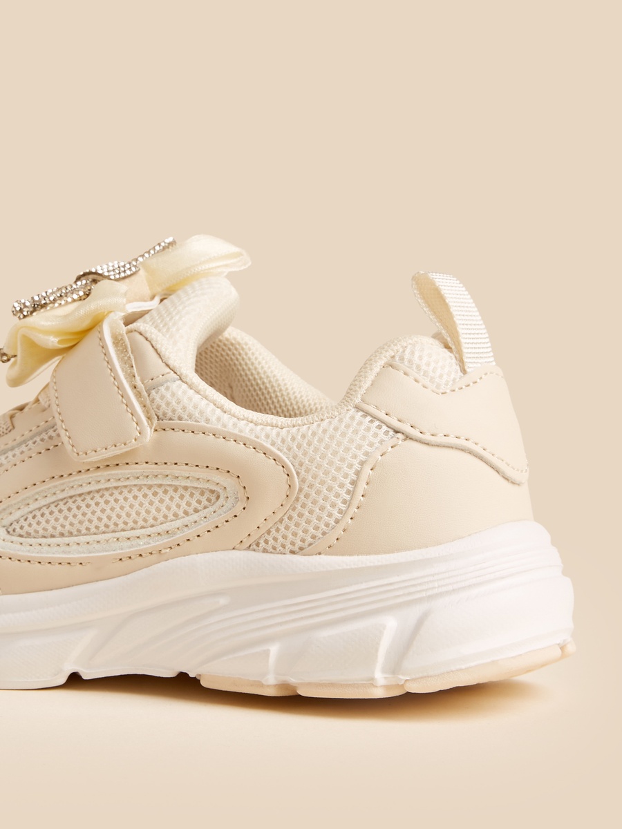 Bow Embellished Sneakers with Hook and Loop Closure