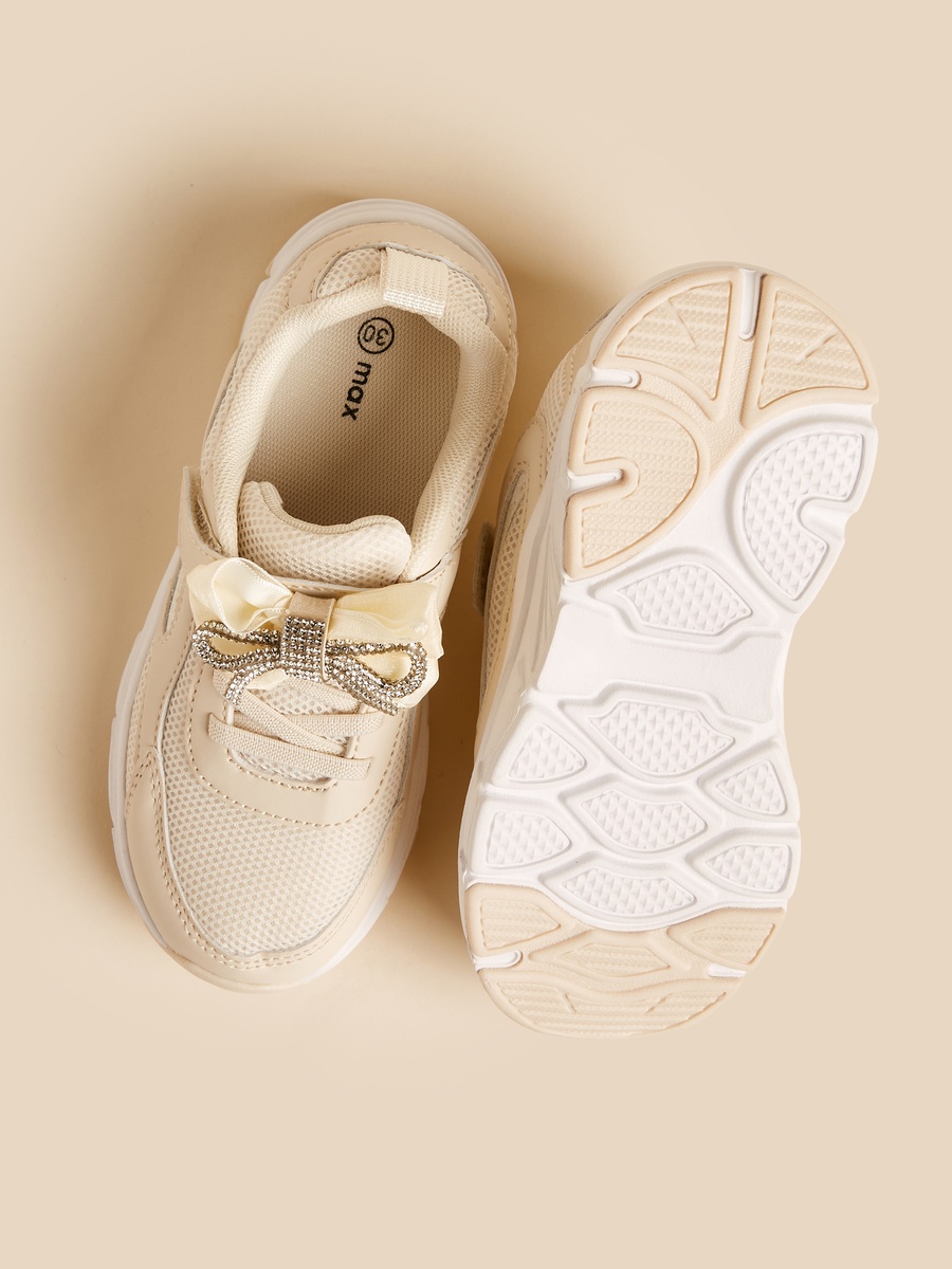 Bow Embellished Sneakers with Hook and Loop Closure