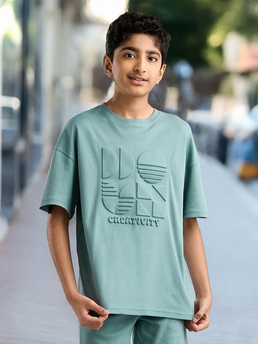 Chest Embossed T-Shirt and Shorts Set