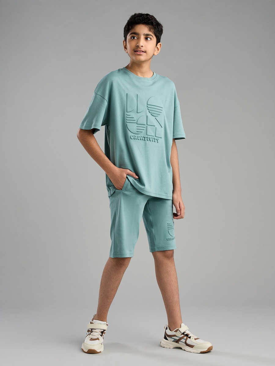 Chest Embossed T-Shirt and Shorts Set