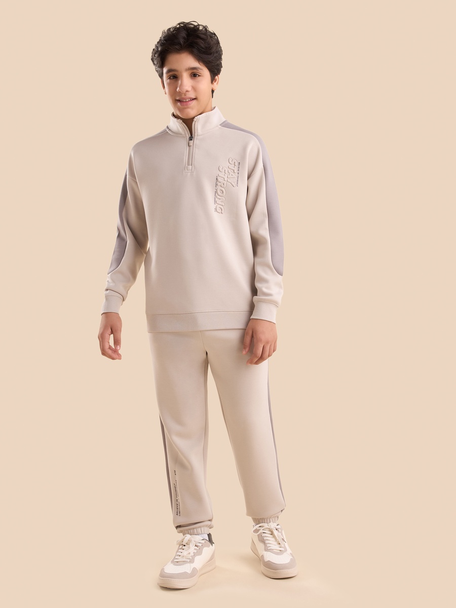 Embossed Sweatshirt and Joggers Set