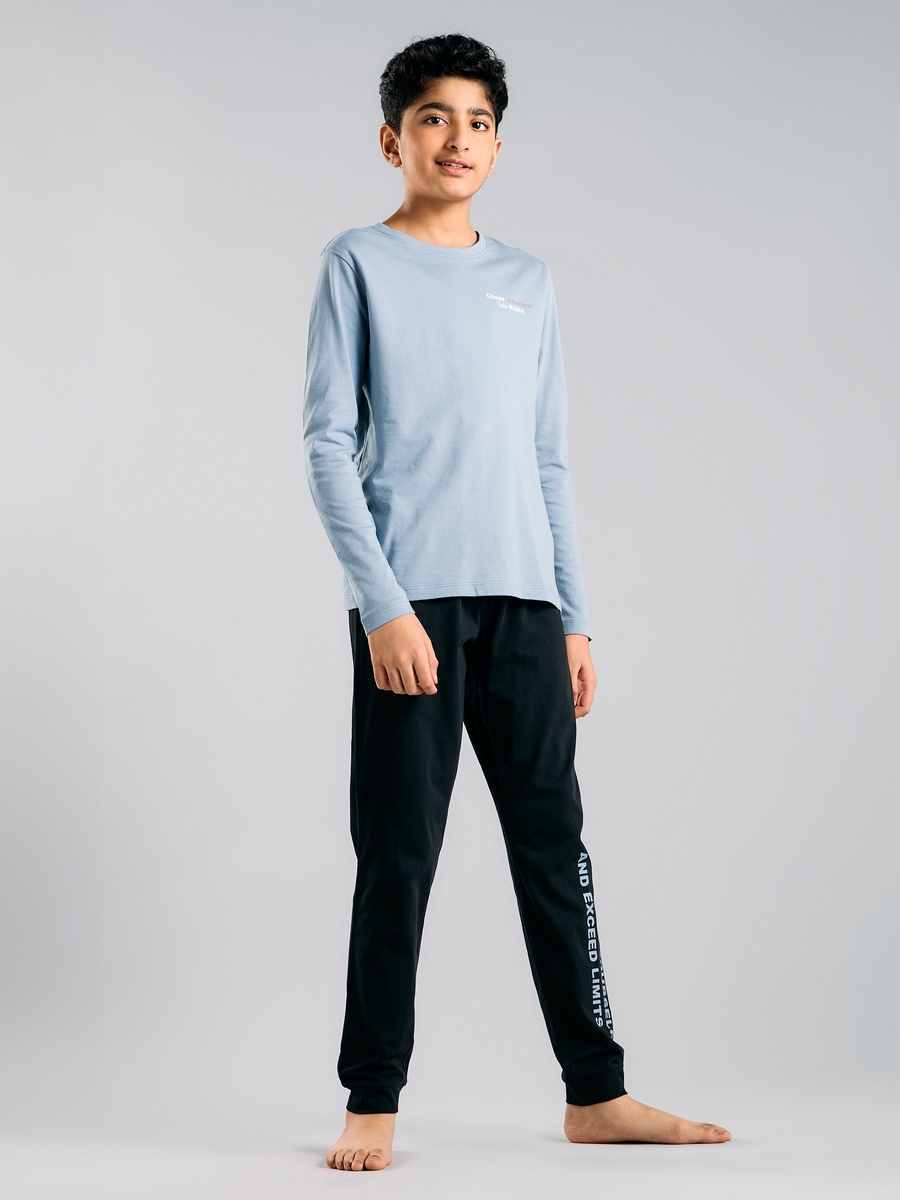 Slogan Print Cotton Pyjama Set