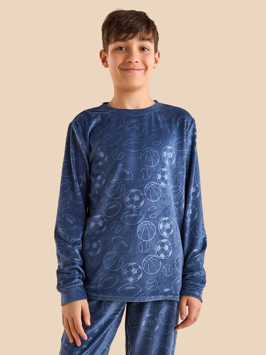 Football Embossed Cotton Pyjama Set