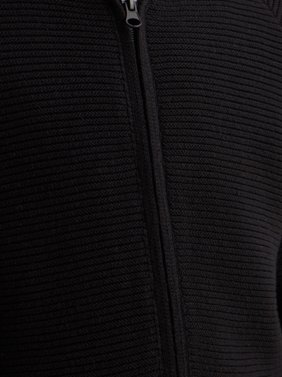 Textured Hooded Sweater with Zip Closure